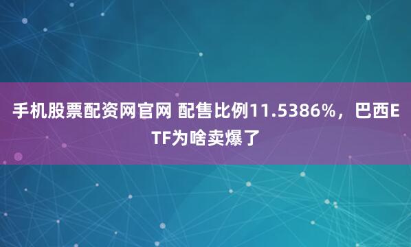 手机股票配资网官网 配售比例11.5386%，巴西ETF为啥卖爆了
